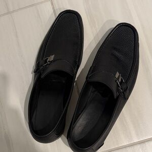 Salvatore Ferragamo Black Leather Slip-On Loafers